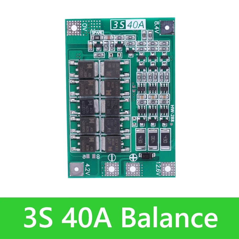 3S 4S 20A 40A 60A Li-ion Lithium Battery Charger Protection Board 18650 BMS Drill Motor 11.1V 12.6V/14.8V 16.8V Enhance/Balance Peaceful Pleasures Health and Wellness 3S 40A Balance