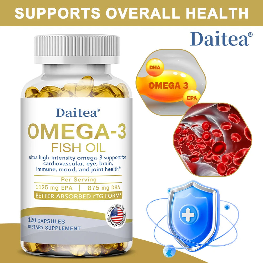 OMEGA-3 Fish Oil Capsules, Ultra-High Strength Omega-3s, Support Cardiovascular, Eye, Brain, Immune, Mood, and Joint Health Peaceful Pleasures Health and Wellness