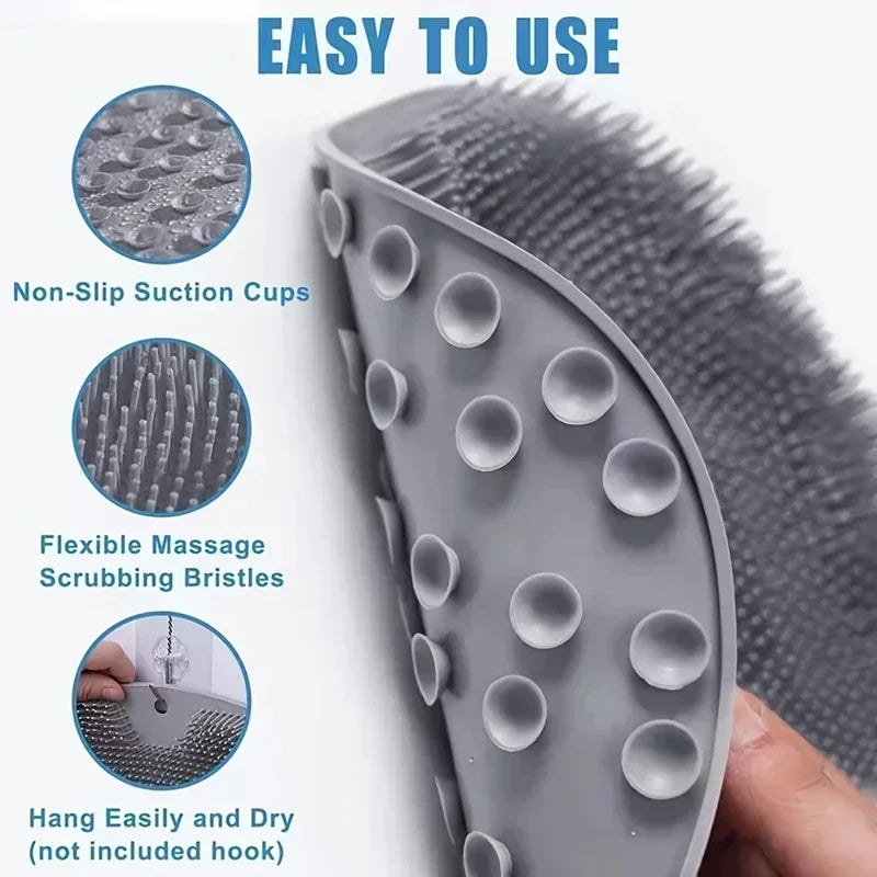 Non-Slip Bath Massage Mat & Back Scrubber Brush | TPR