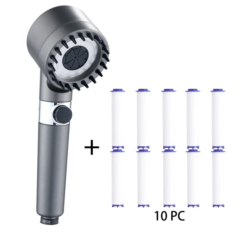 3-Mode Handheld Shower Head with Filter – Water Saving
