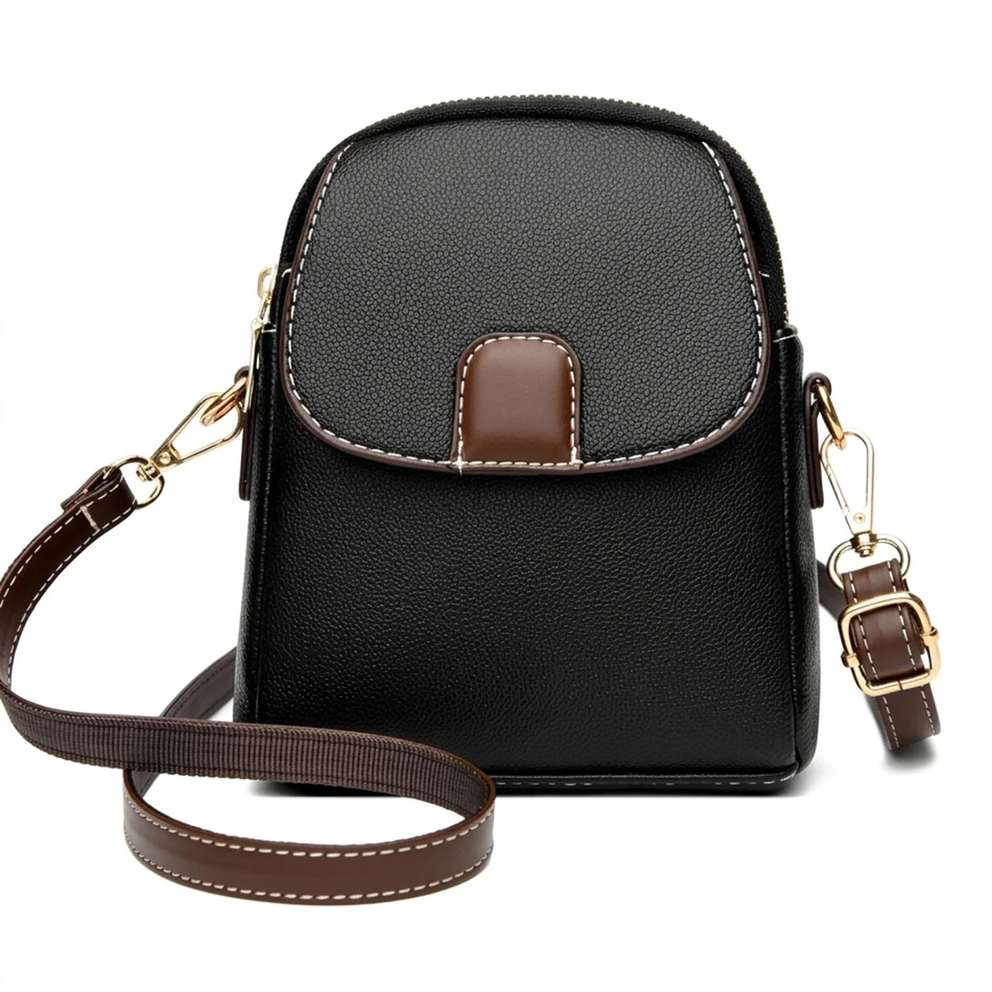 Women Soft Leather Shoulder Phone Bag Crossbody Purse with Adjustable Strap for Daily Use Peaceful Pleasures Health and Wellness black