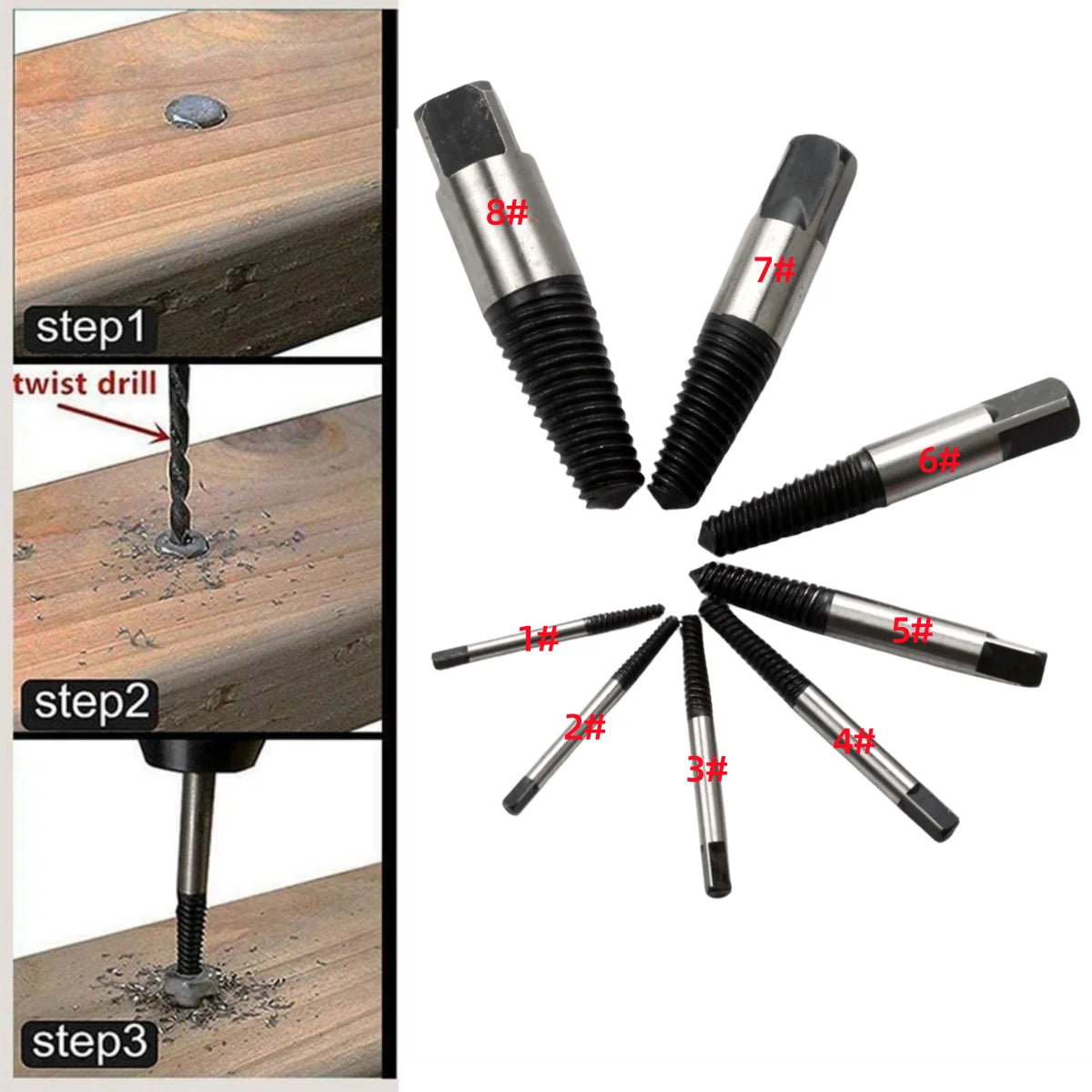 Broken Screw & Bolt Extractor Drill Bits Set – 5/6/8 Pcs Peaceful Pleasures Health and Wellness