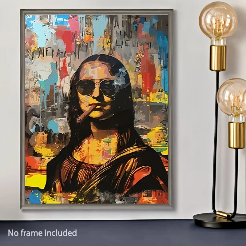 Watercolor Canvas Painting Graffiti Funny Posters Wall Art Picture Living Room Home Decor Gifts Interesting Mona Lisa Creative Peaceful Pleasures Health and Wellness