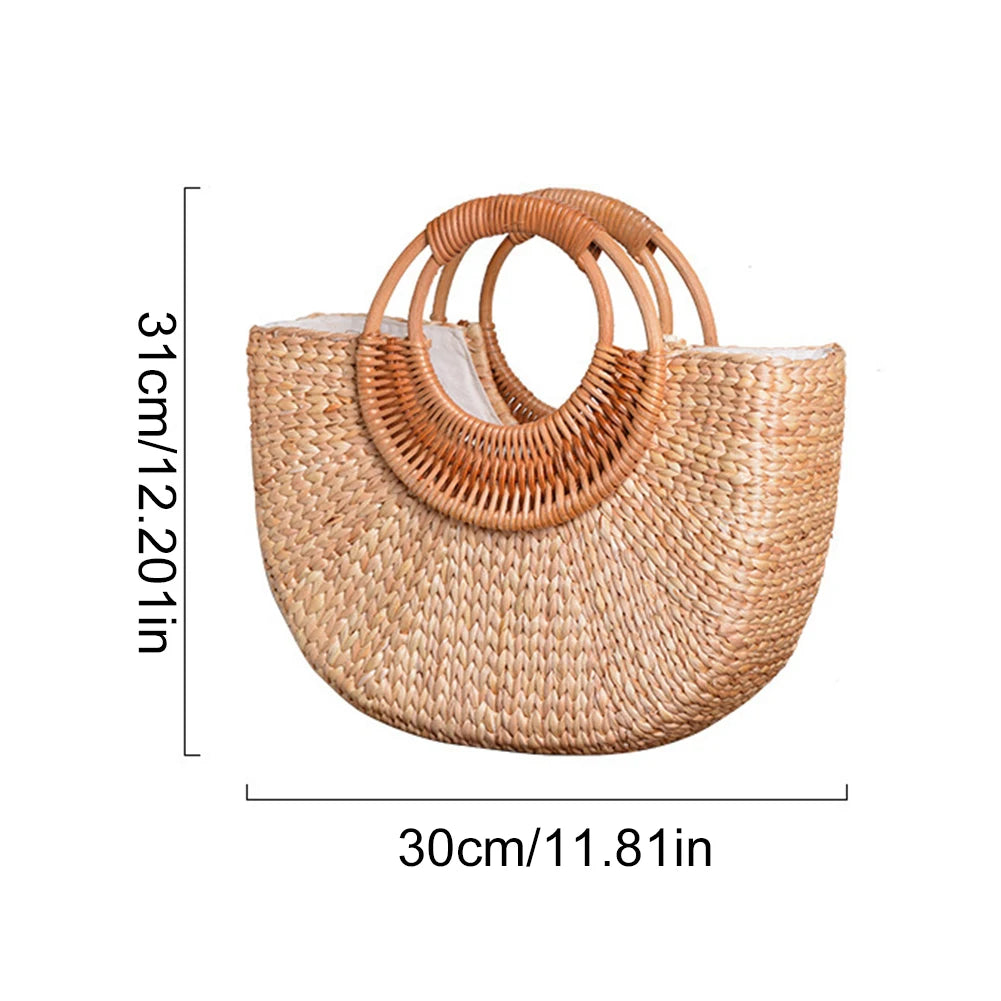Women Straw Handbag Woven Top Handle Bag Travel Tote Purse Hobo Bag for Travel & Vacation Peaceful Pleasures Health and Wellness