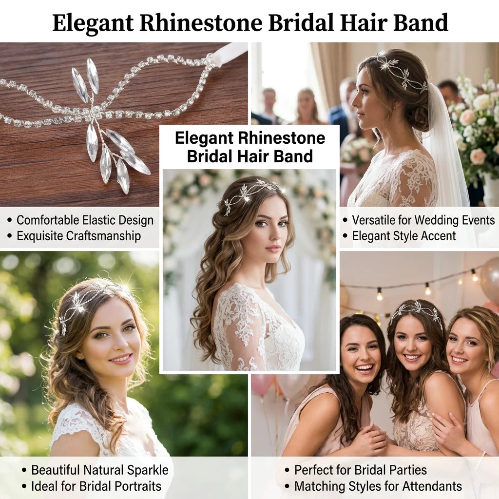Bridal Hair Band With Rhinestones For Wedding Dress Elegant White Headpiece Peaceful Pleasures Health and Wellness