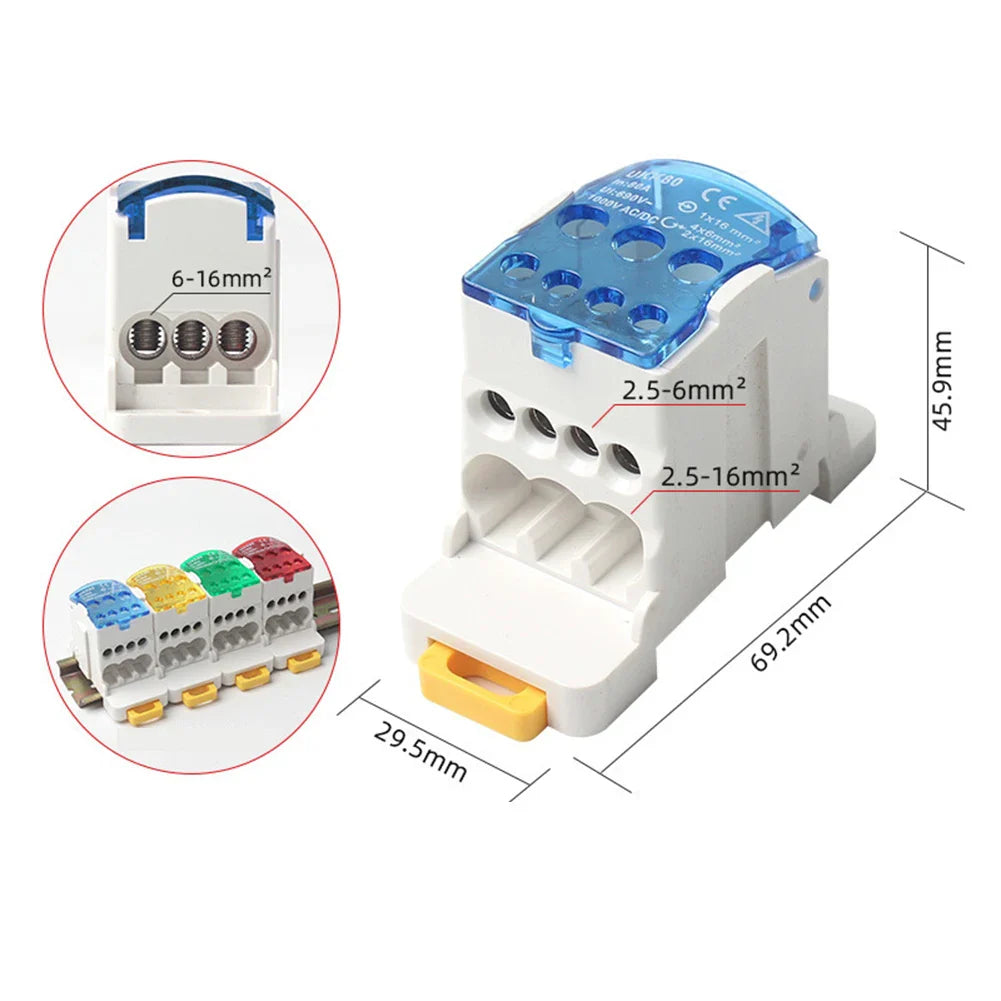 80A–500A DIN Rail Terminal Block Junction Box | Power Connector