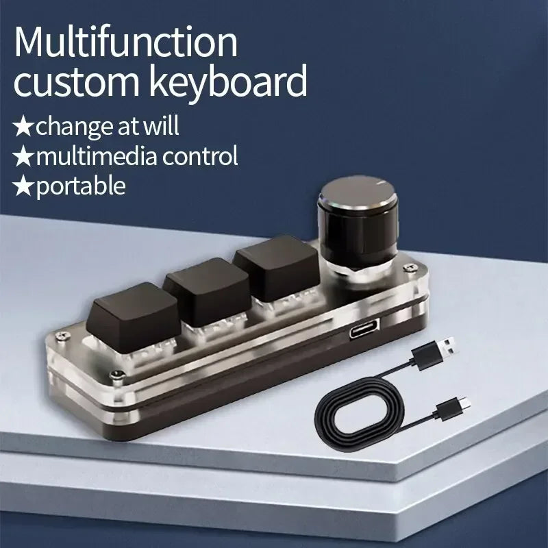 Mini Macro Mechanical Keyboard – RGB, 3/6 Keys & Rotary Knob
