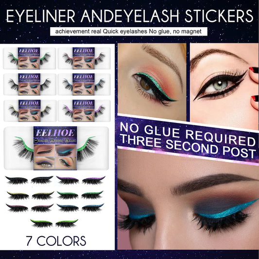 3D Faux Mink Self-Adhesive Lash Stickers – 7 Colors, Waterproof False Eyelash Stickers Oasis Select