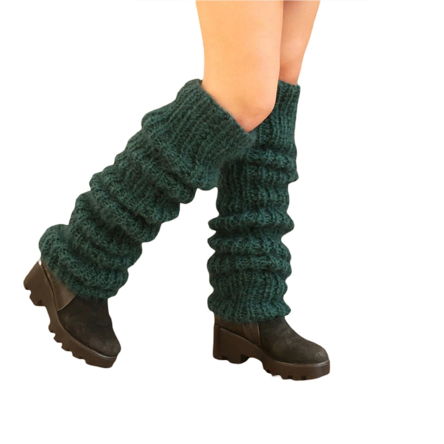Women's Mohair Knit Leg Warmers – Open Toe, Cozy & Stretchy