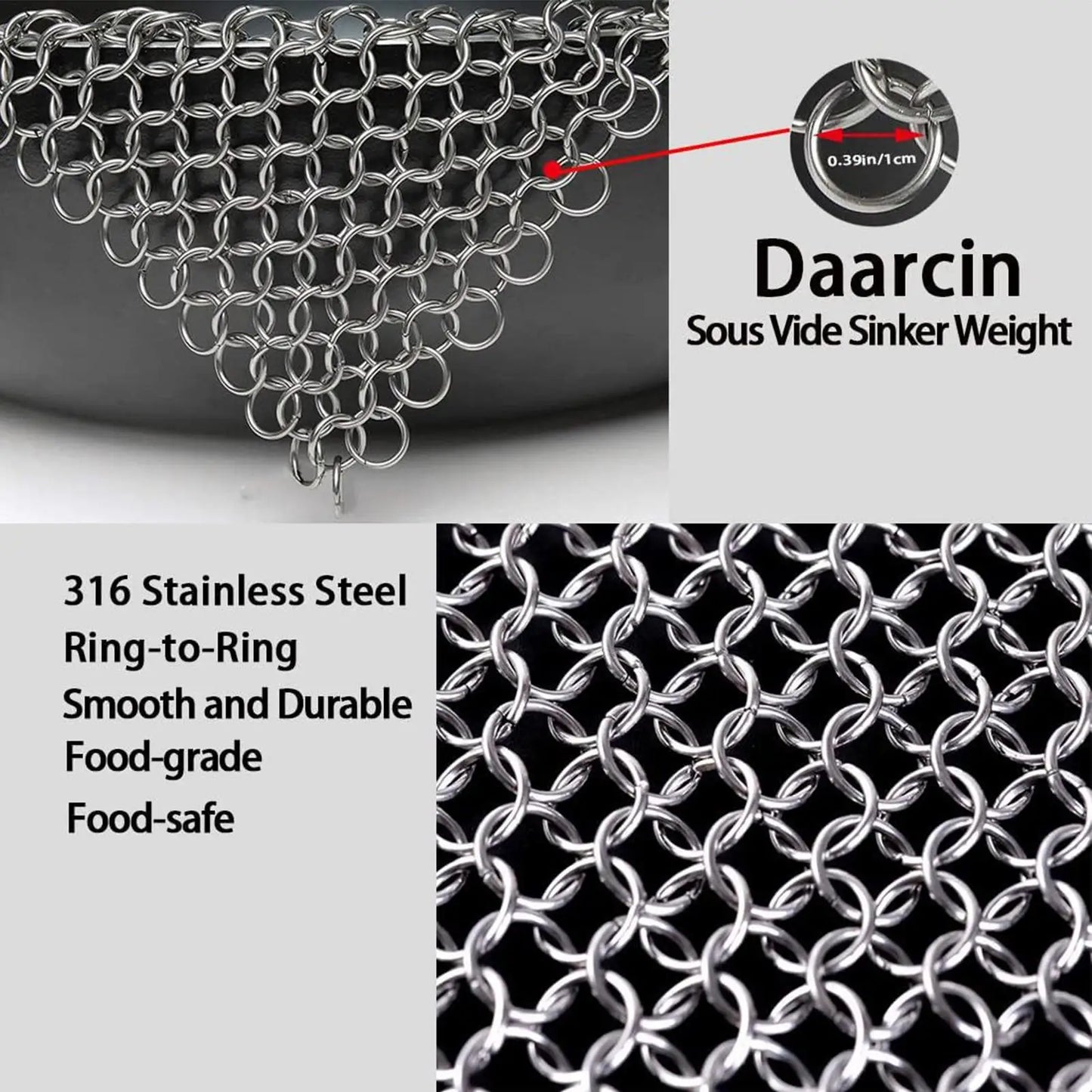 Sous Vide Sinker Weight – Stainless Steel Mesh Net 20x20cm