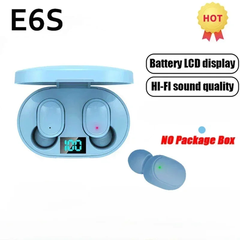 E6S Wireless Bluetooth Headset TWS Bluetooth Headset Wireless Headset Noise-Canceling Headset with Microphone Peaceful Pleasures Health and Wellness Blue Other