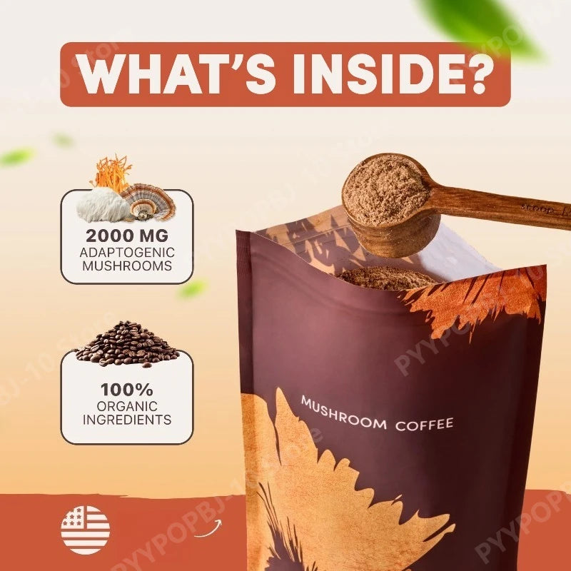 Organic Mushroom Coffee Powder | 6 Adaptogens + MCT Oil