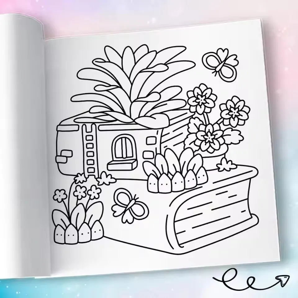 TINY GARDENS Bold-easy Patterns Coloring Book Adults Cute Drawing