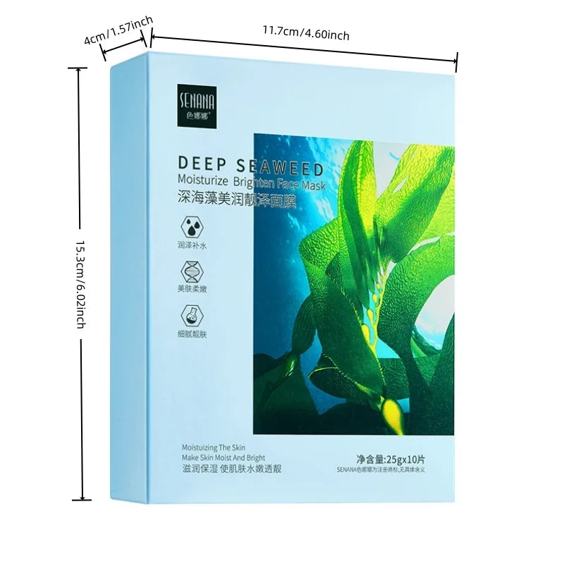 10-Pack Seaweed & Hyaluronate Hydrating Sheet Face Masks