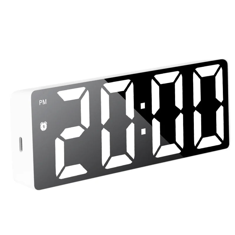 LED Digital Alarm Clock | Mirror Design, Sound Control & Snooze