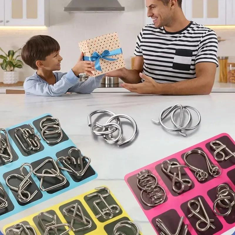 8-Piece Metal Interlocking Rings Brain Teaser Puzzle IQ Set