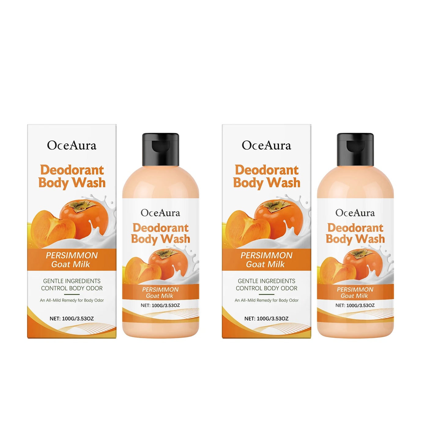 Persimmon Hydrating Body Wash Gentle Cleansing Smoothing Exfoliating Brightening Remove Body Odor Glowing Refreshing Shower Gel Peaceful Pleasures Health and Wellness 200g boxed Moisturizing