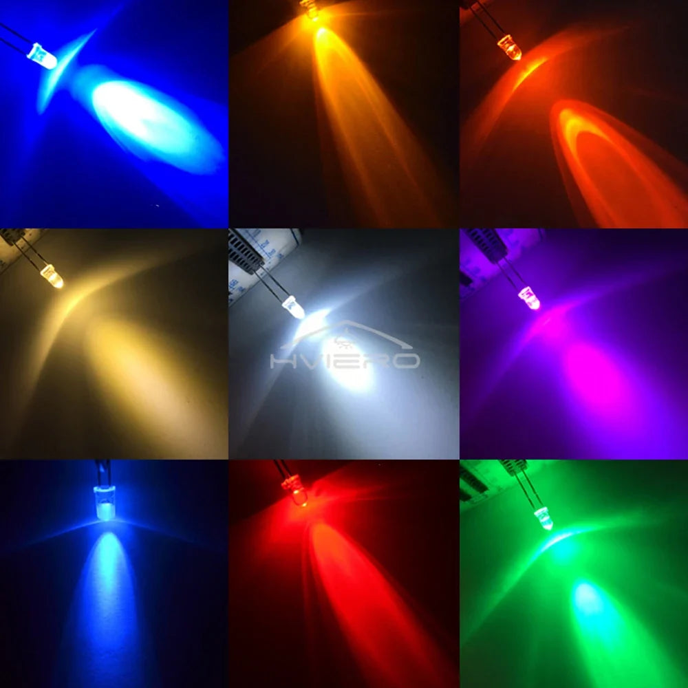 100Pcs 3mm LED Diode Assortment Kit – Ultra Bright Multi-Color