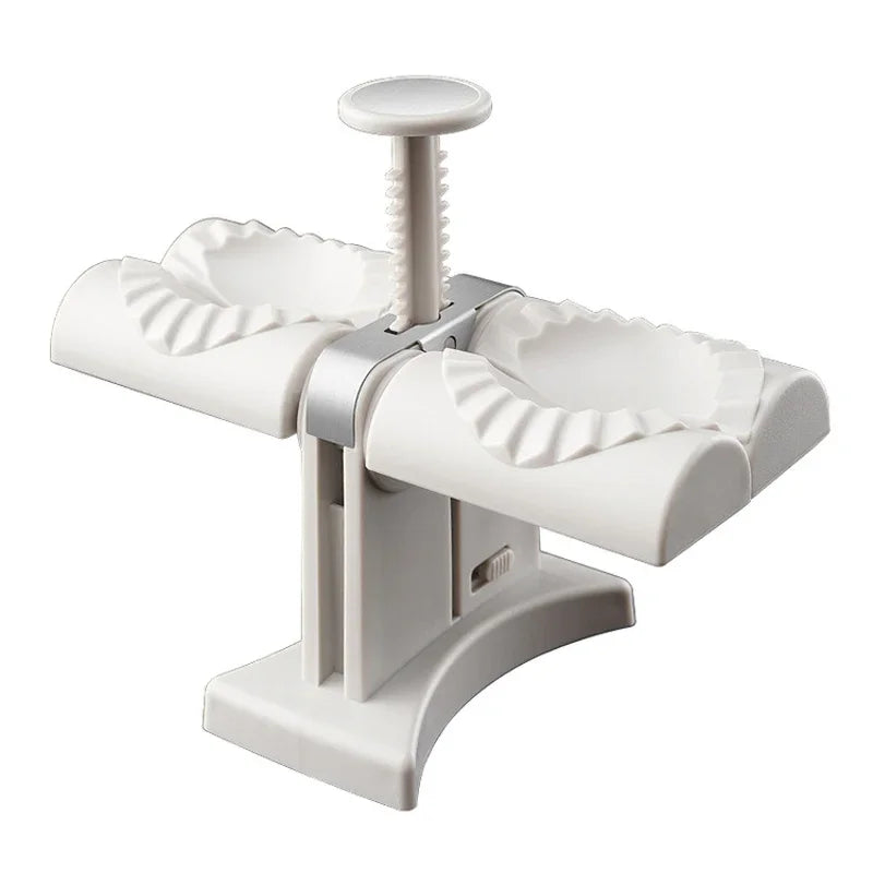Automatic Dumpling Maker Mould Machine Household Press Double Head Wrapper Dumpling Pastry Making Empanadas Pierogi Kitchen Tool Peaceful Pleasures Health and Wellness white
