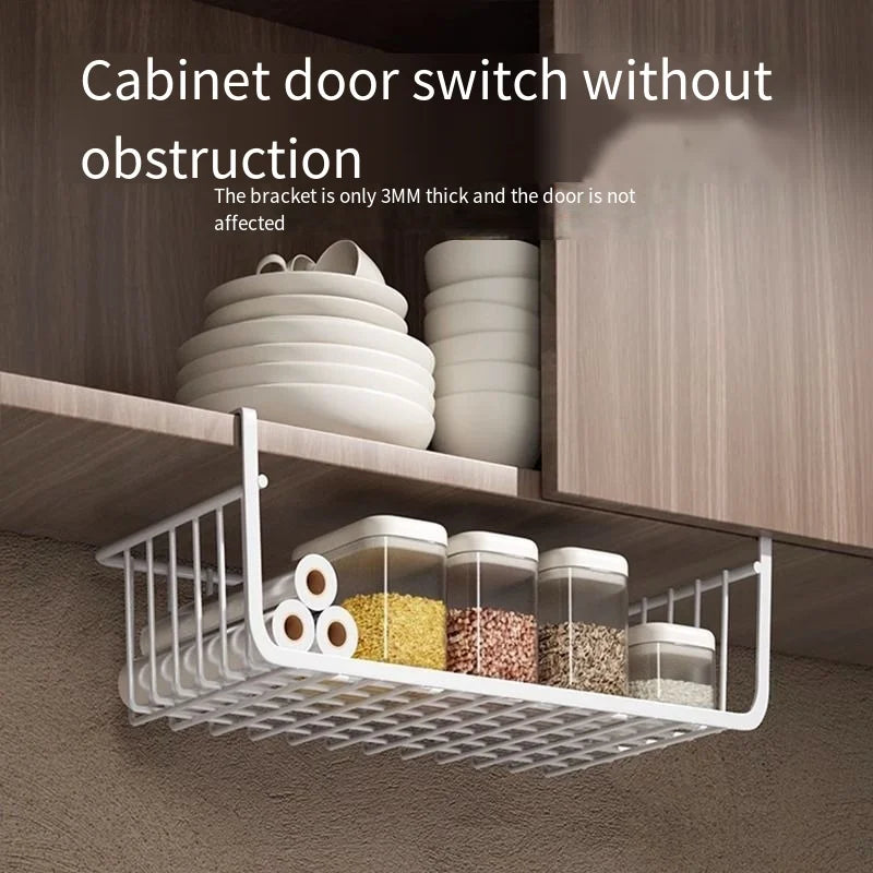 Iron Hanging Cabinet Basket Rack – Kitchen & Home Organizer