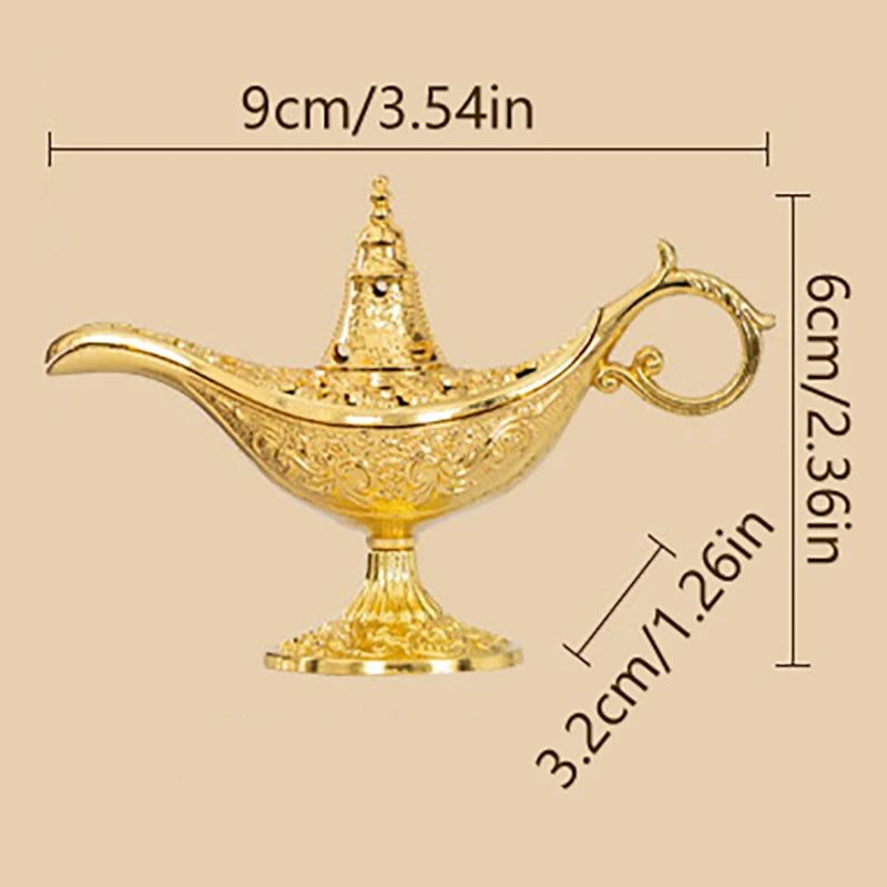 Hollow Legend Aladdin Magic Genie Lamps Incense Burners Retro Wishing Oil Lamp Home Decor Gift Peaceful Pleasures Health and Wellness