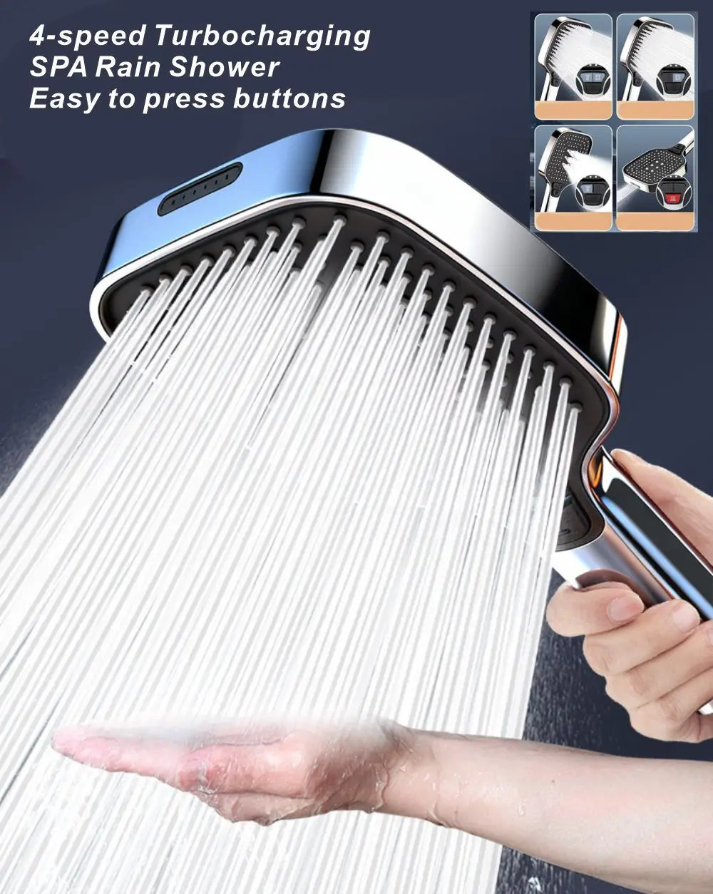 12cm Square Rainfall Shower Head – High Pressure & Water Saving