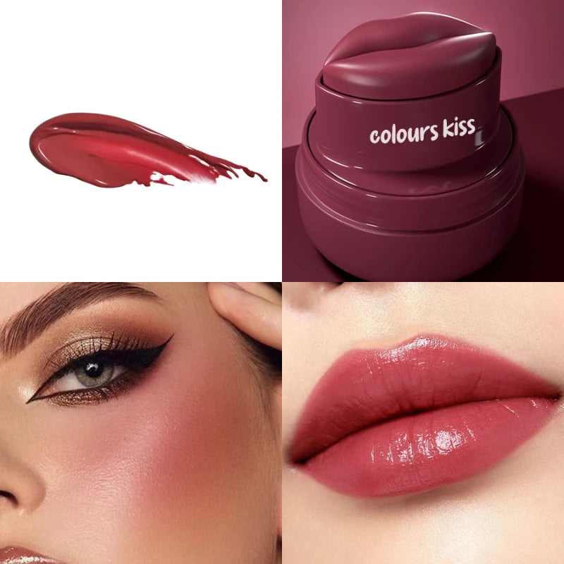 Multicolor Lip Cheek Tint Balm 2-in-1 Cheek Dual Purpose Lipstick Cute Round Jar Long Lasting Natural Moisturize Makeup Lipstick Peaceful Pleasures Health and Wellness 02
