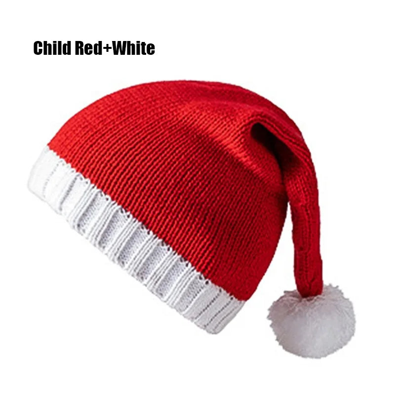 New Christmas Knitted Hat for Adults and Children,Warm Crochet Hat for Santa Claus,Merry Christmas and Happy New Year Peaceful Pleasures Health and Wellness Child Red White 36x22cm