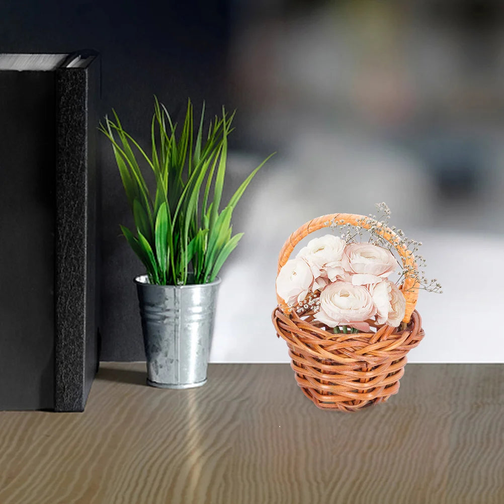 12pcs Mini Woven Basket Flower Storage Basket Dollhouse Flower Basket Small Easter Candy Gift Container Party Favor Decor Box Peaceful Pleasures Health and Wellness