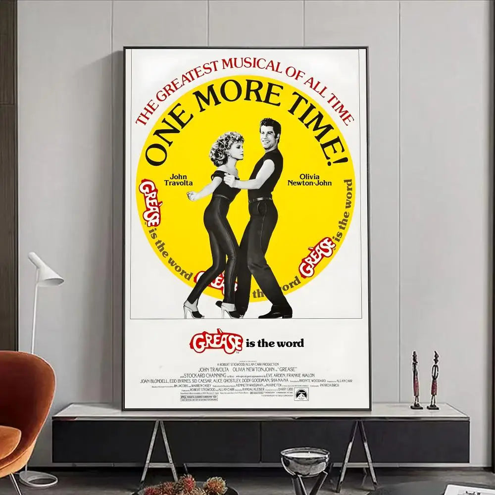 Grease Vintage Movie Poster – Self-Adhesive Waterproof Wall Art Movie Wall Poster Peaceful Pleasures Health and Wellness Black1 15X20cmNoframe
