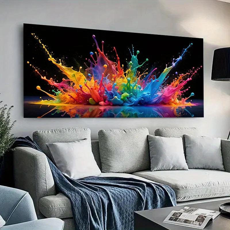 Vibrant Abstract Splash Canvas Art Frameless Colorful Modern Wall Decor for Living Room, Bedroom, Large Canvas Wall Art Peaceful Pleasures Health and Wellness