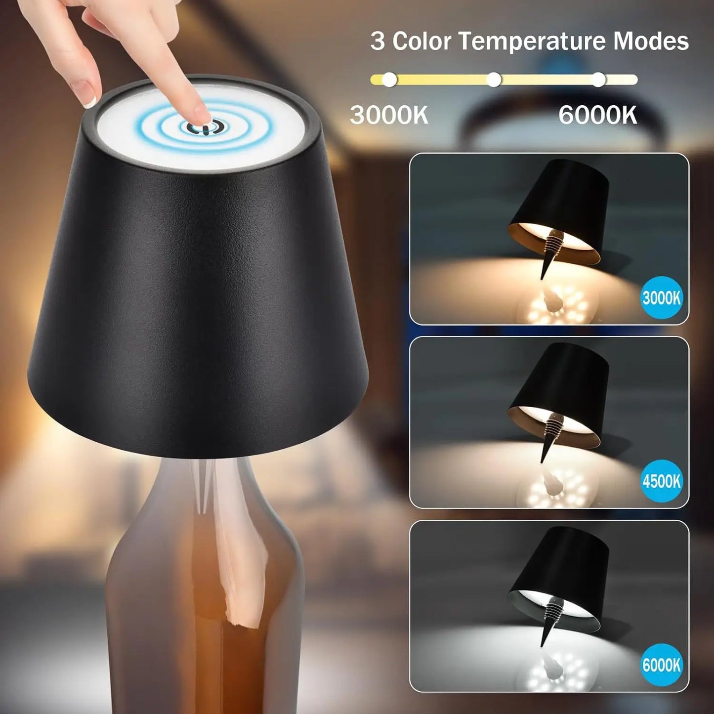 Wireless Table Lamp For Wine Bottles LED Bottle Light For Outdoor Use Touch Control Ideal For Restaurants Bars Festival Party Peaceful Pleasures Health and Wellness