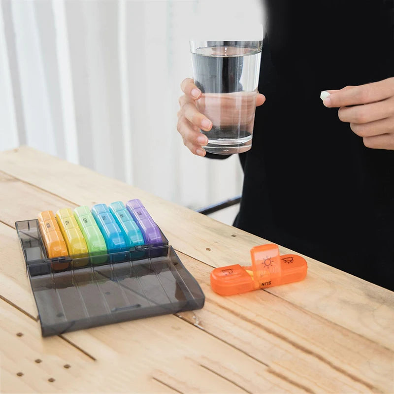 21 Grids Colorful and Black Pill Organizer 7 Day Weekly Travel Plastic Pill Case for Vitamins and Supplements Daily Medication Peaceful Pleasures Health and Wellness