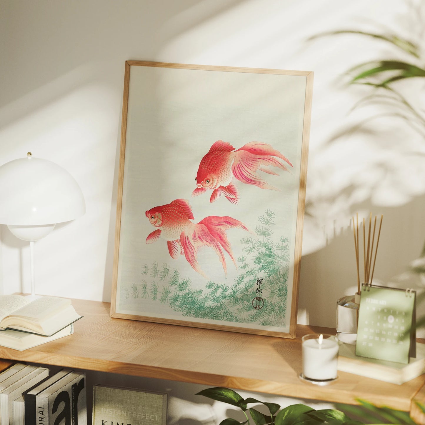 Japanese Goldfish Canvas Wall Art | Minimalist Poster Print