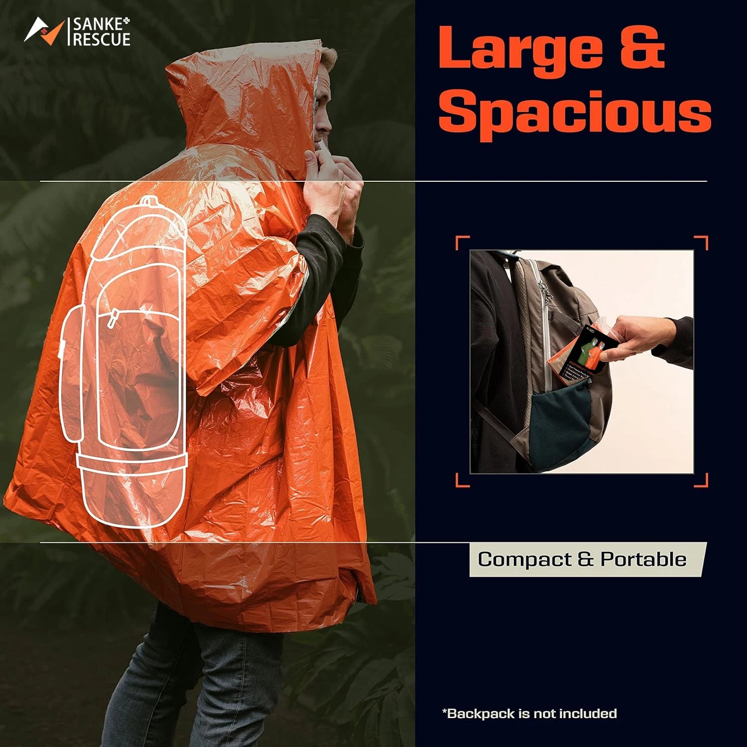 Emergency Rain Poncho Thermal Blanket Poncho Weather Proof Outdoor Survival Camping Gear Survival Gadgets Peaceful Pleasures Health and Wellness