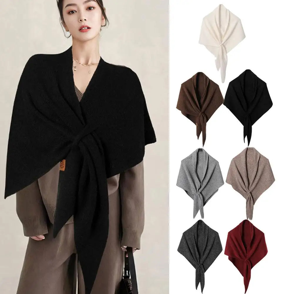 Women's Knitted Triangle Shawl Scarf – Warm Wool Blend Wrap Knitted Shawl Scarf Peaceful Pleasures Health and Wellness