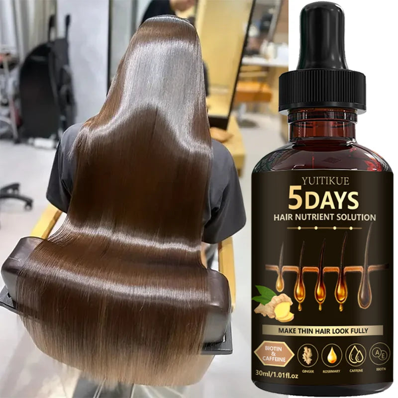 YUITIKUE 5 Days Hair Nutrient Solution | With Biotin, Caffeine, Ginger & Rosemary | For Thicker, Fuller Looking Hair 30ml Peaceful Pleasures Health and Wellness