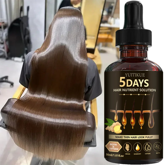 YUITIKUE 5 Days Hair Nutrient Solution | With Biotin, Caffeine, Ginger & Rosemary | For Thicker, Fuller Looking Hair 30ml Peaceful Pleasures Health and Wellness
