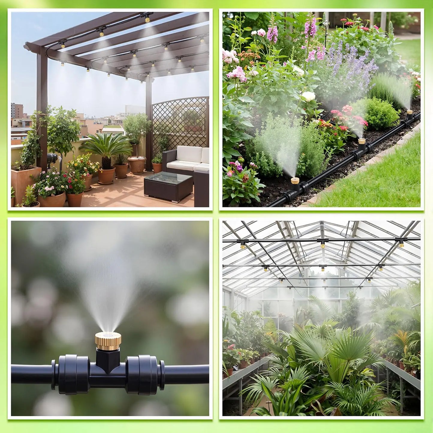 10Pcs lot Misting Fog Nozzles with Quick Access Tee Connector Garden Landscaping Irrigation Sprayers Peaceful Pleasures Health and Wellness