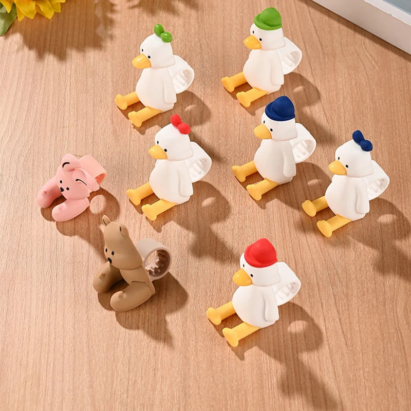 New Bear Duck Punch-free Door Anti-collision Pad Room Bathroom Door Handle Silicone Silent Protection Pad Door Handle Cover Peaceful Pleasures Health and Wellness