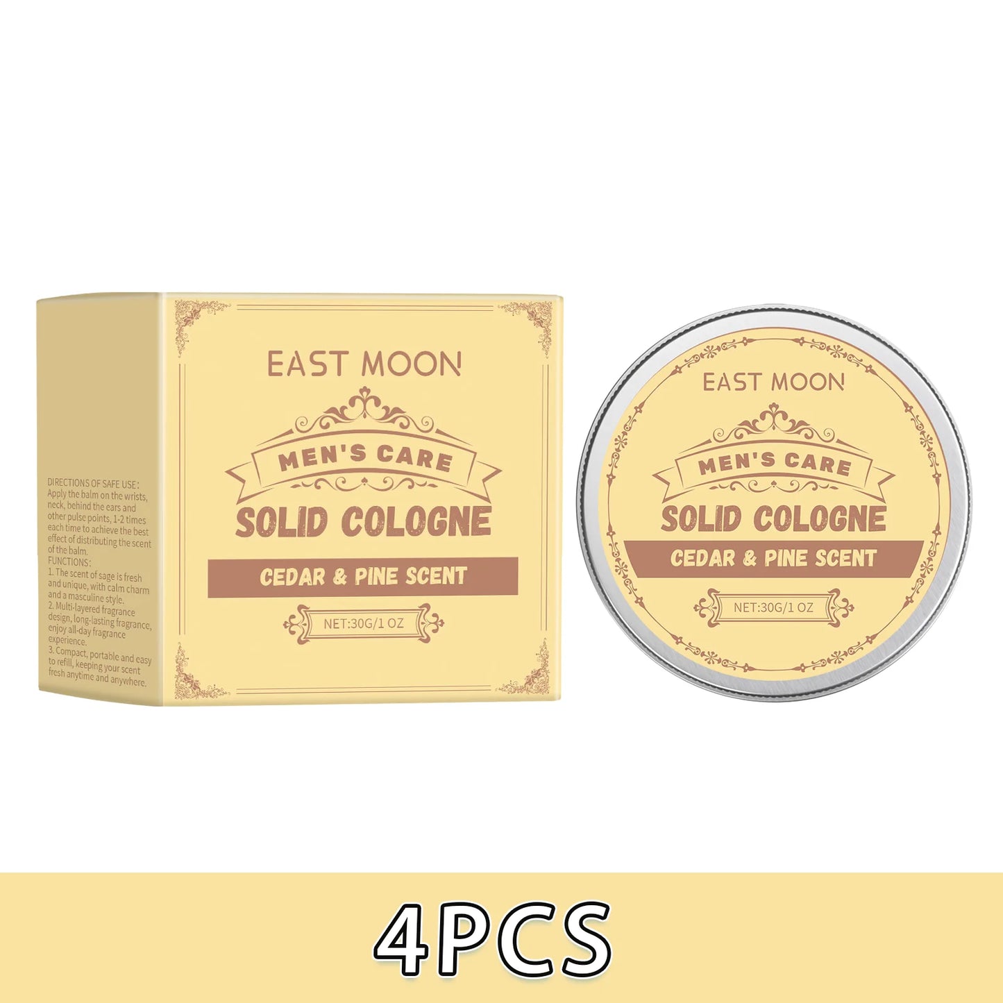 Cedarwood Solid Perfume For Men Portable Long Lasting Fragrance Balm Seed Oil Woody Scent Daily Grooming Gift For Him Peaceful Pleasures Health and Wellness 4PCS 30g