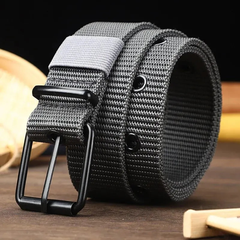 Men's Belt Porous Canvas Pin Buckle Leather Belt Outdoor Sports Belt Women's Trendy Eyelet Belt With Jeans Belt For Men Women Peaceful Pleasures Health and Wellness
