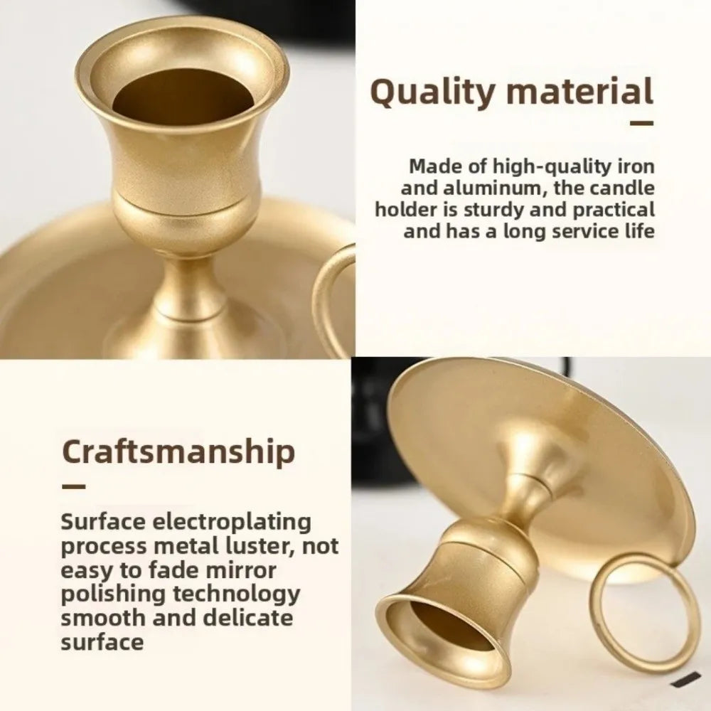 Retro Metal Candle Holder European Style with Handle | Centerpiece