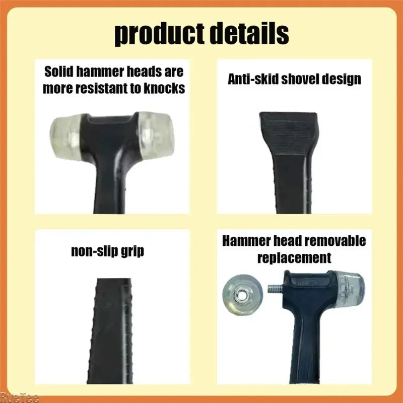Hammer Tool Multifunctional 2 in 1 Rubber Hammer with Crowbar for Ceramic Tile Doors Windows Installation Tools Survival Stuff Peaceful Pleasures Health and Wellness