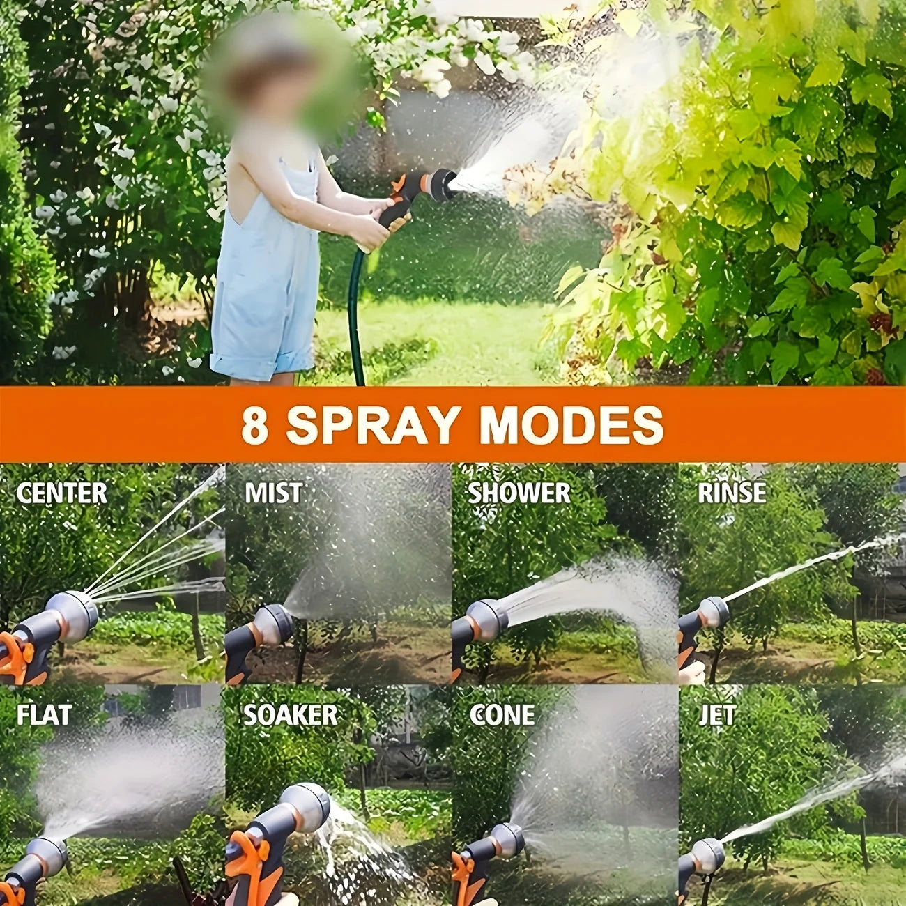 8-Mode High Pressure Garden Spray Gun & Adjustable Hose Nozzle Garden Hose Nozzle Peaceful Pleasures Health and Wellness