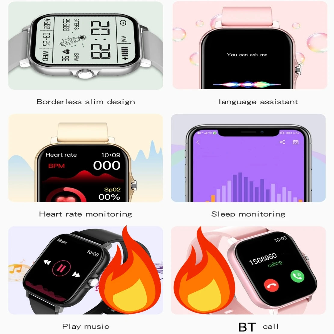 CHAONB Smartwatch – Bluetooth Call, Fitness & Sleep Tracker