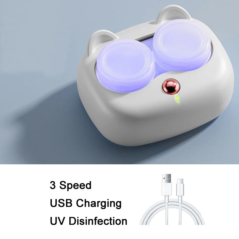 Contact Lenses Cleaner Ultrasonic With Removable Box Remove Tear Protein Cleaning Machine Portable Contact Lenses Case Peaceful Pleasures Health and Wellness 124-White USB