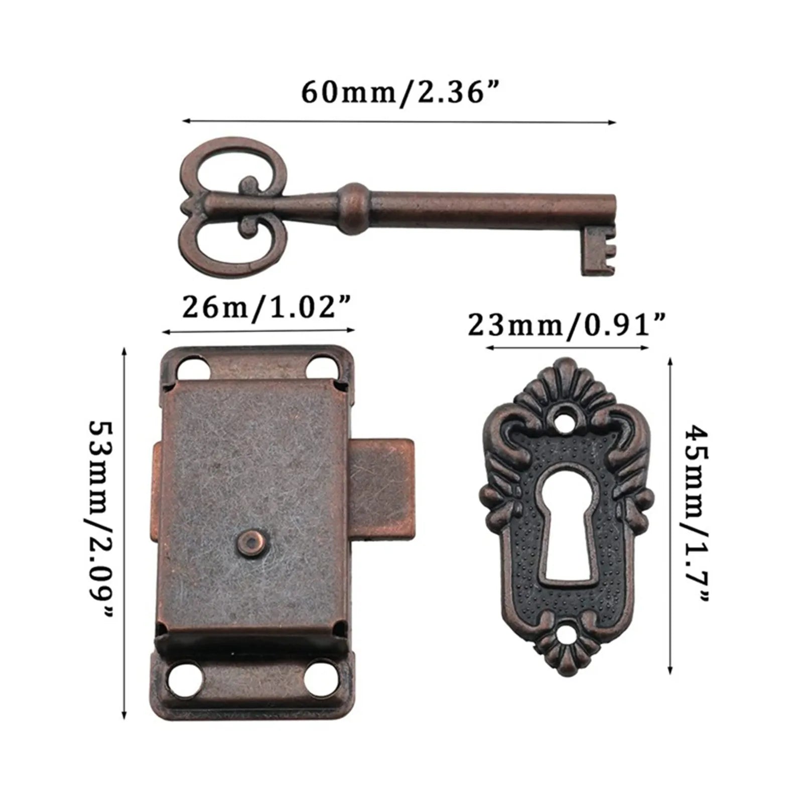 Antique Iron Drawer Locks Decorative Furniture Locks with for Key for Drawers, Wardrobe, Jewelry Wooden Box Cabinet Peaceful Pleasures Health and Wellness