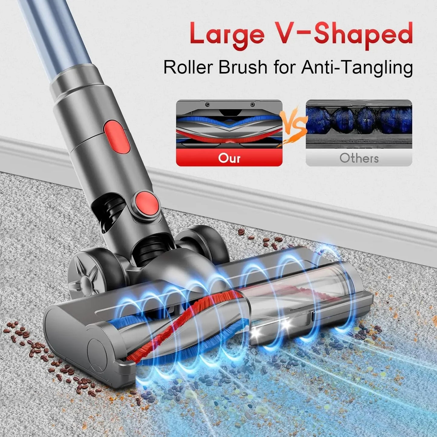 Rechargeable Cordless Stick Vacuum, 35Kpa Powerful Suction, 45Min Runtime, LED Display, 8-in-1 for Hard Floors & Carpets Peaceful Pleasures Health and Wellness
