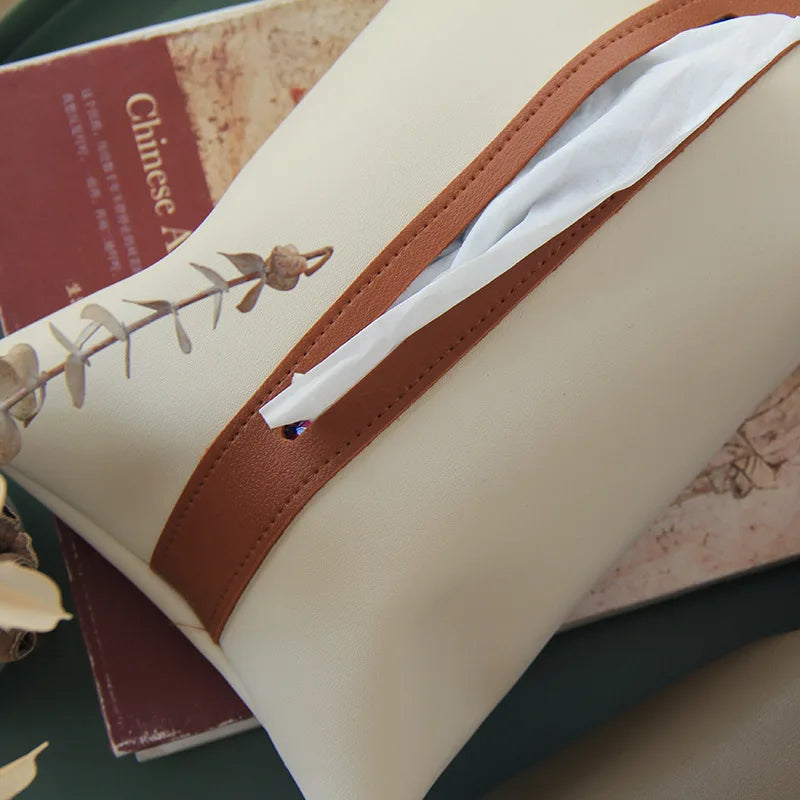 Leather Car Tissue Box Holder – Hanging Decorative Cover Car Tissue Box Cover Peaceful Pleasures Health and Wellness